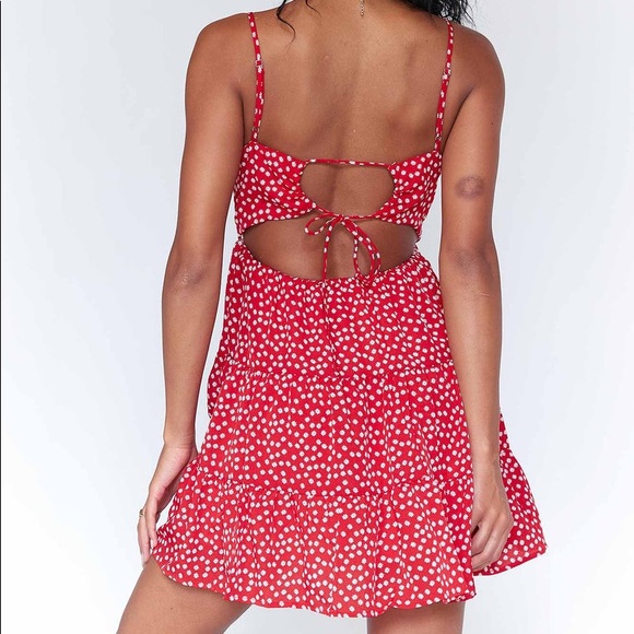 NWT Princess Polly Red Floral Tiered Dress - Picture 5 of 6